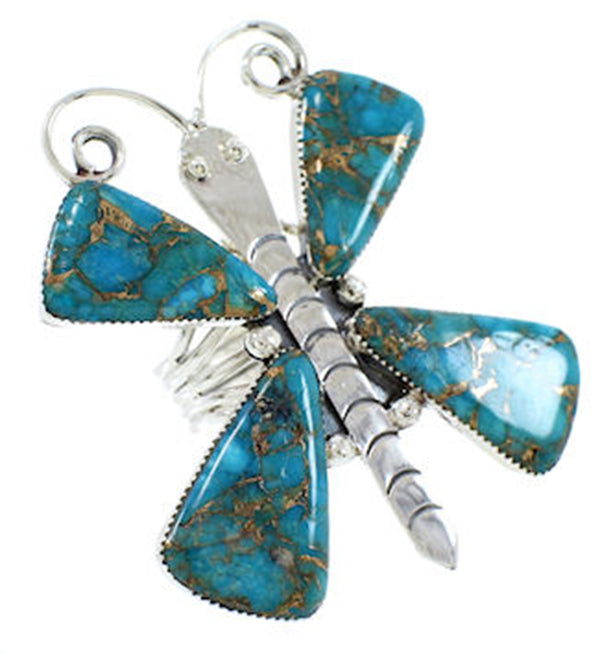 Large Statement Turquoise Southwest Butterfly Ring Size 8-1/4 PS73022